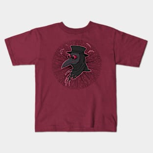 Pink Creepy Plague Doctor Steampunk Style Illustration Kids T-Shirt